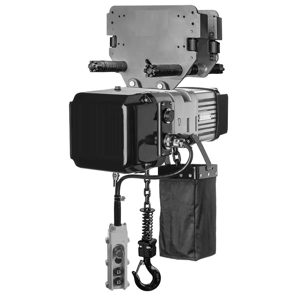 Electric chain hoist with hand-push trolley