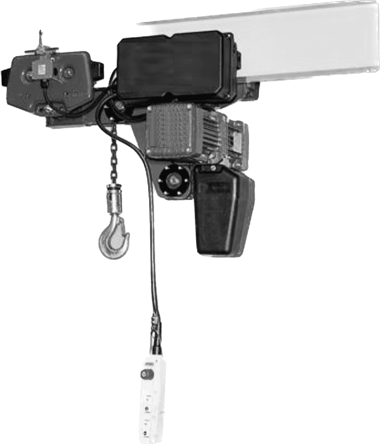 Electric chain hoist with electric trolley, low headroom execution